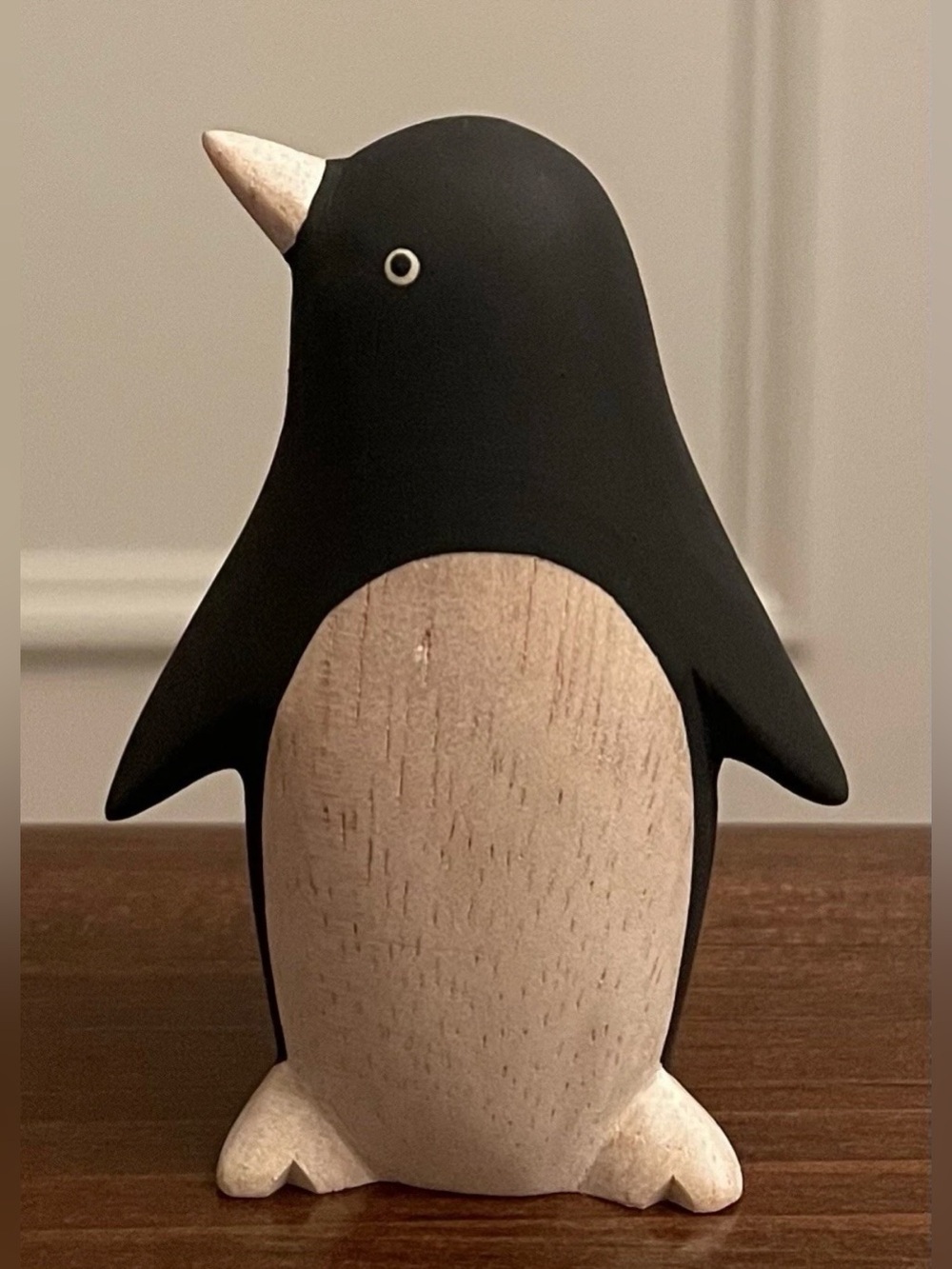 Hand-Carved Wooden Penguin Figurine by T-Lab Polepole - NEW